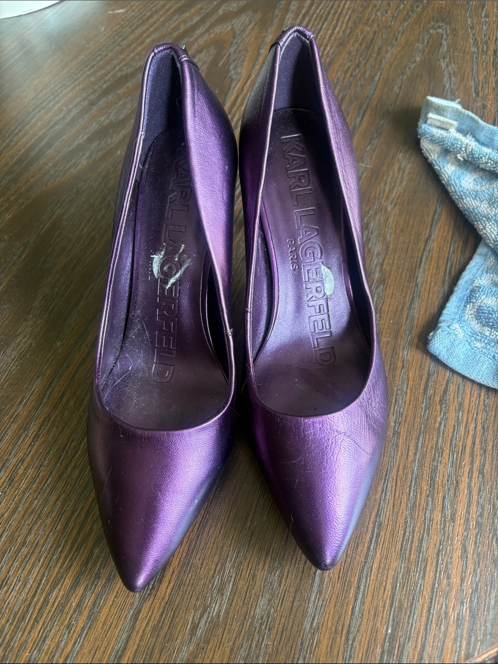 Karl Lagerfeld Metallic Purple Pointed-Toe Pumps